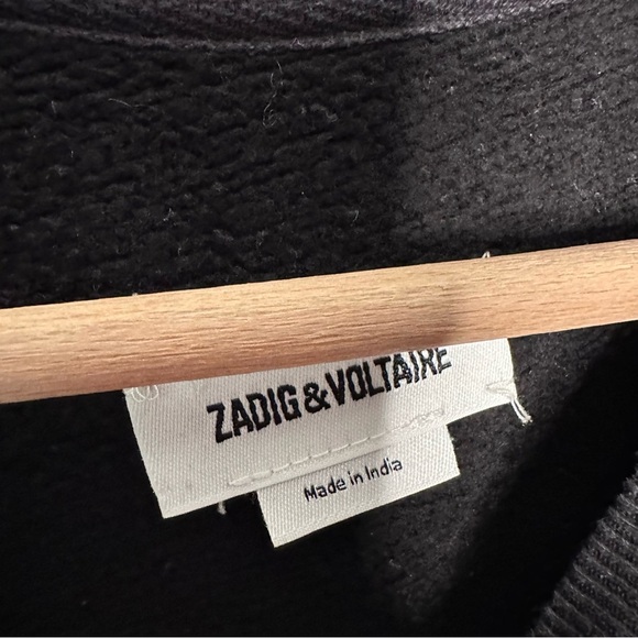 Zadig & Voltaire | Black Upper Camo Rock Strass Jeweled Sweatshirt Size Small - Picture 5 of 8